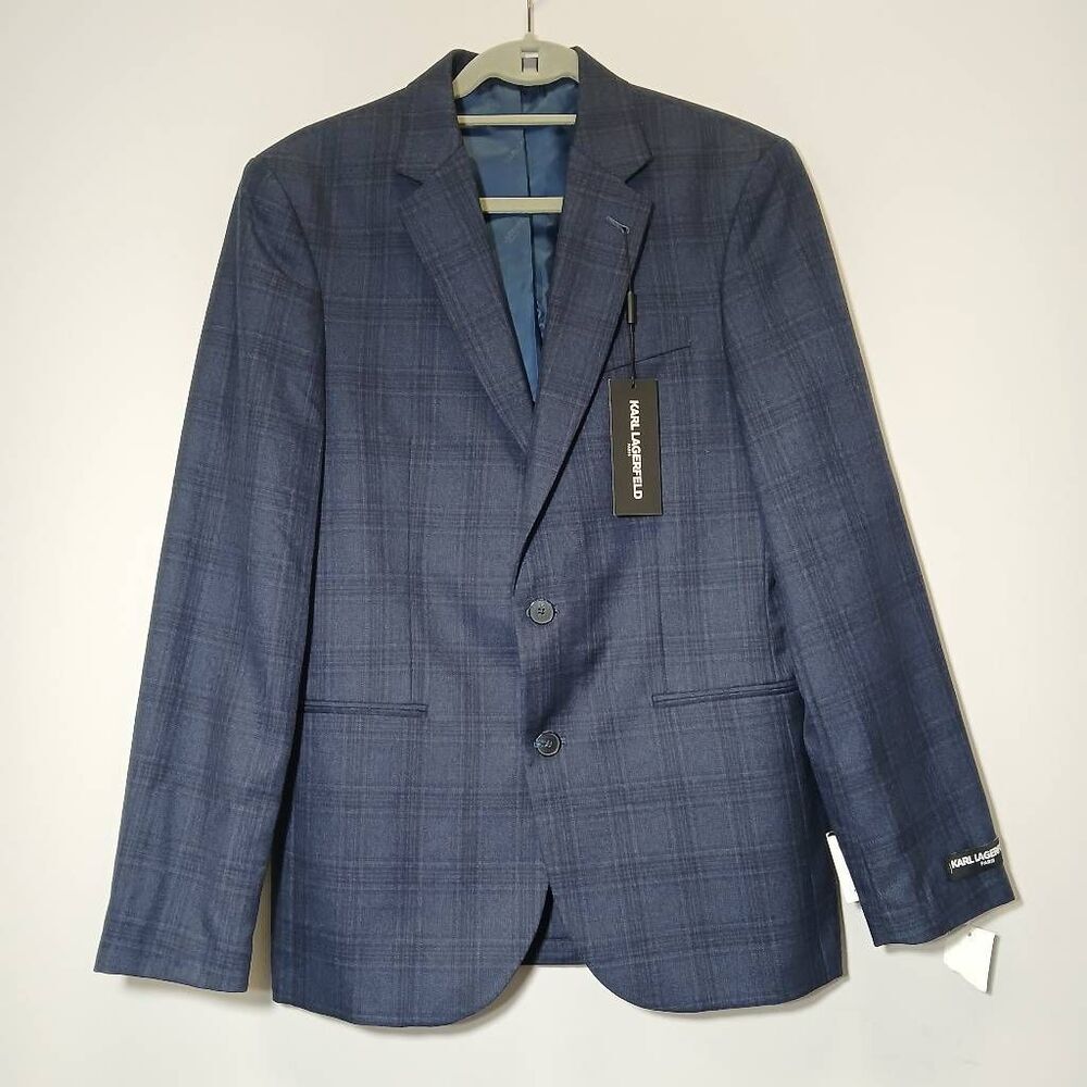 Karl lagerfeld mens 38R blazer navy blue window viscose spring summer new
